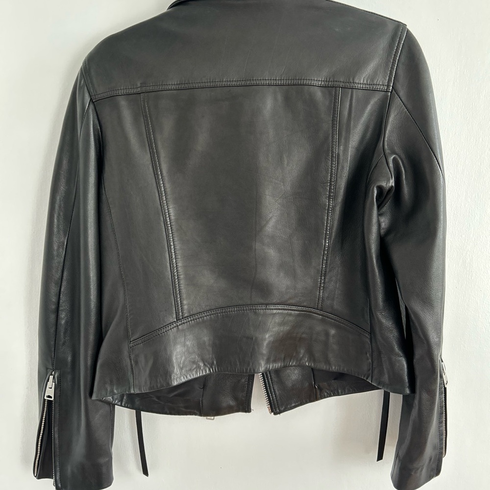 All Saints Black Dalby Leather Jacket - Picture 2 of 5